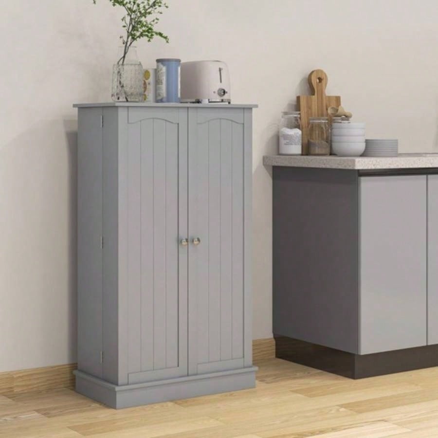 Simple Triamine Adjustable Shelves Sideboard With Door Cabinet White, Gray - AS Prohibited by