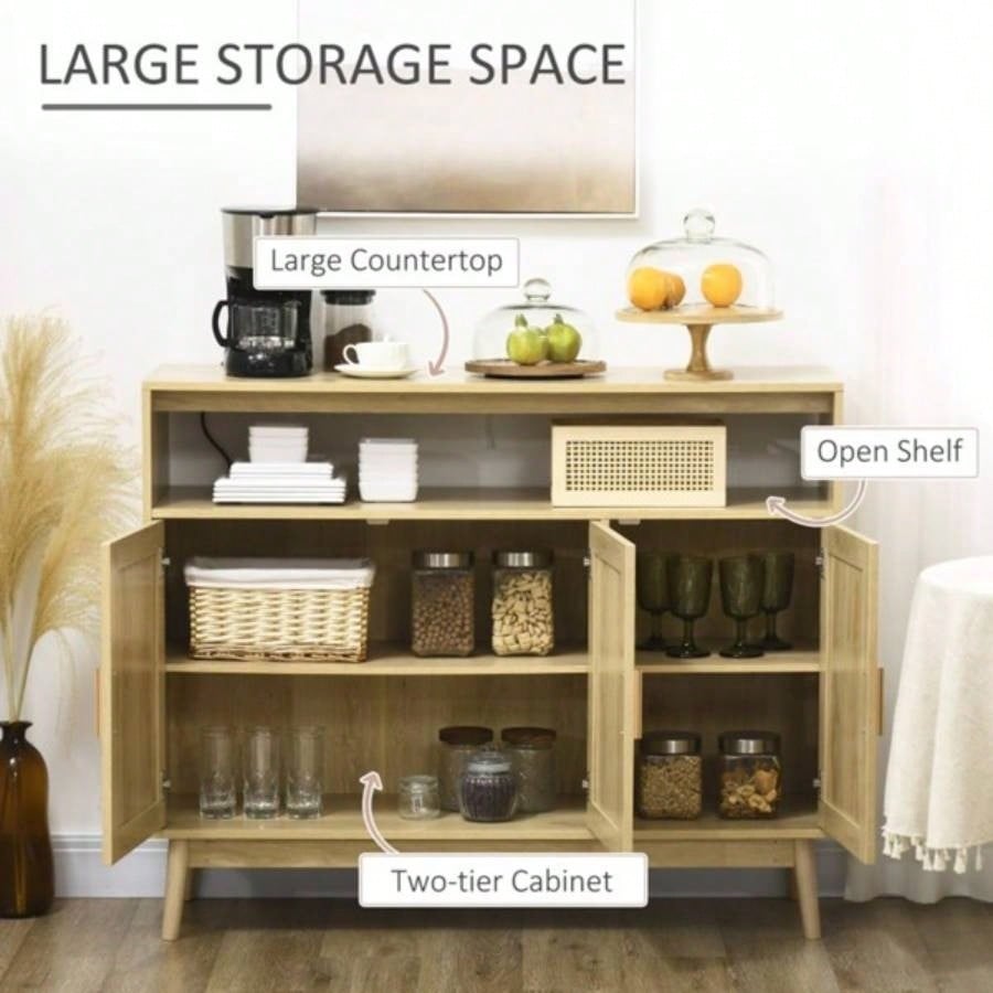 Sideboard Buffet Cabinet with Rattan Doors, Natural Prohibited by