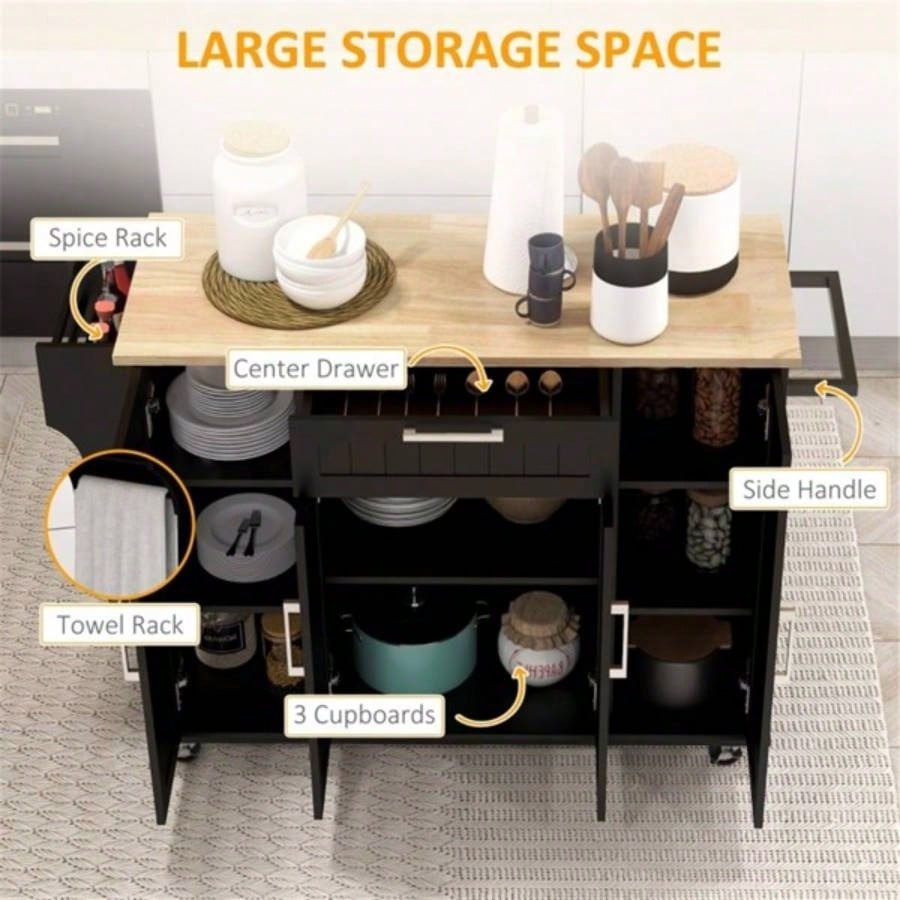 Kitchen Cart/Storage cabinet - Black Prohibited by