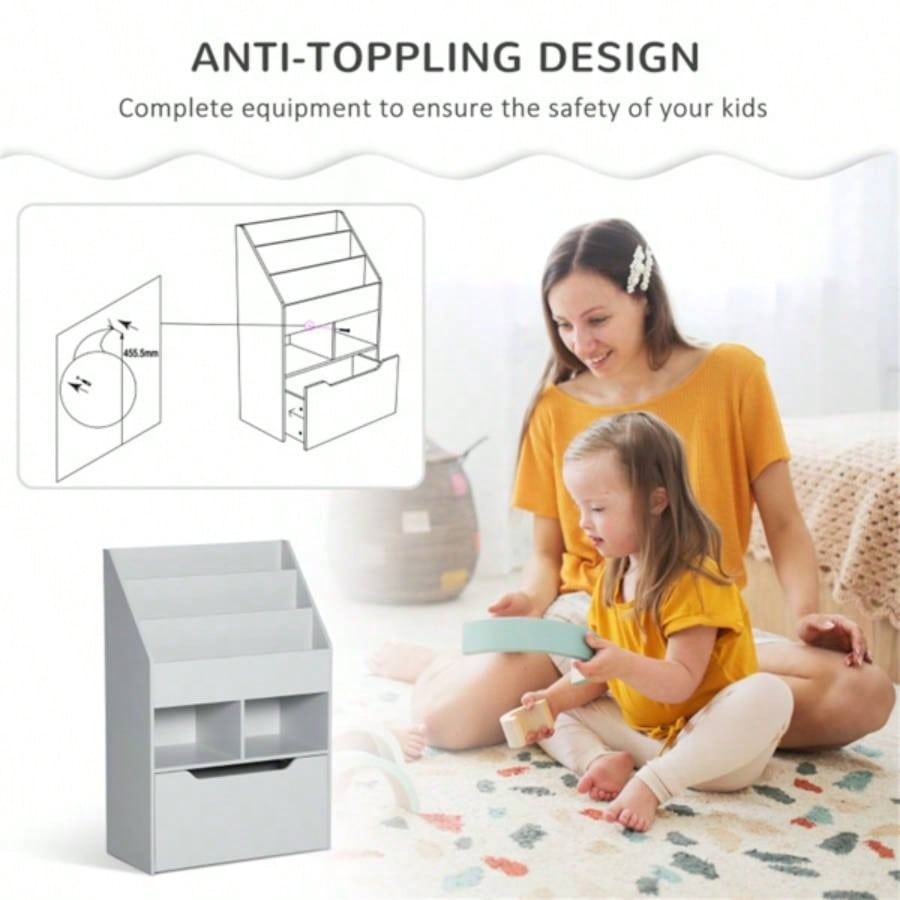 Kids Shelf Book/Storage Cabinet - Gray 1
