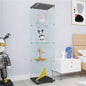 4 Shelves Glass Cabinet Glass Display Cabinet with One Door, Black 1