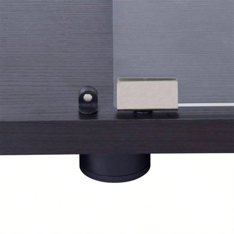 One Door Glass Cabinet Glass Display Cabinet with 3 Shelves, Black 1