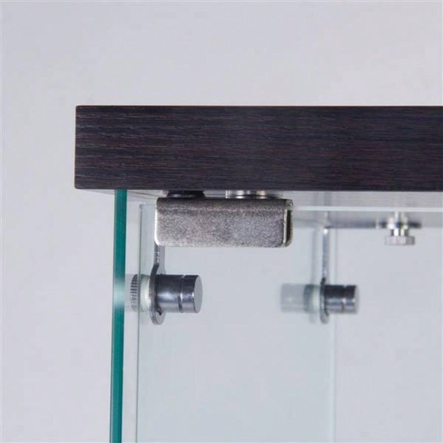 One Door Glass Cabinet Glass Display Cabinet with 3 Shelves, Black 1