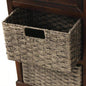Rustic Storage Cabinet with Two Drawers and Four Classic Rattan Basket Dining Room/Living Room Espresso