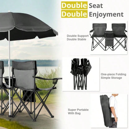 Portable Outdoor 2 - Folding Chair with Removable Black