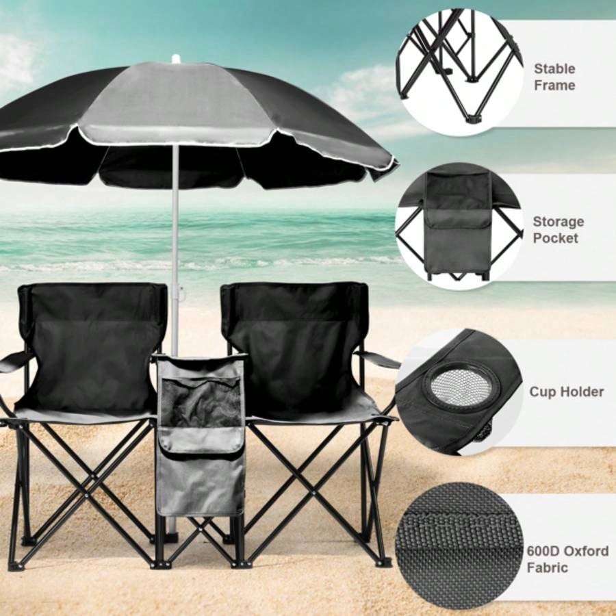 Portable Outdoor 2 - Folding Chair with Removable Black