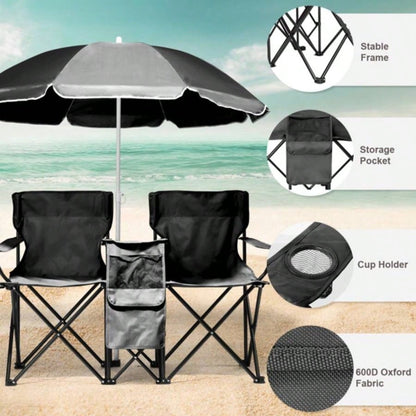 Portable Outdoor 2 - Folding Chair with Removable Black