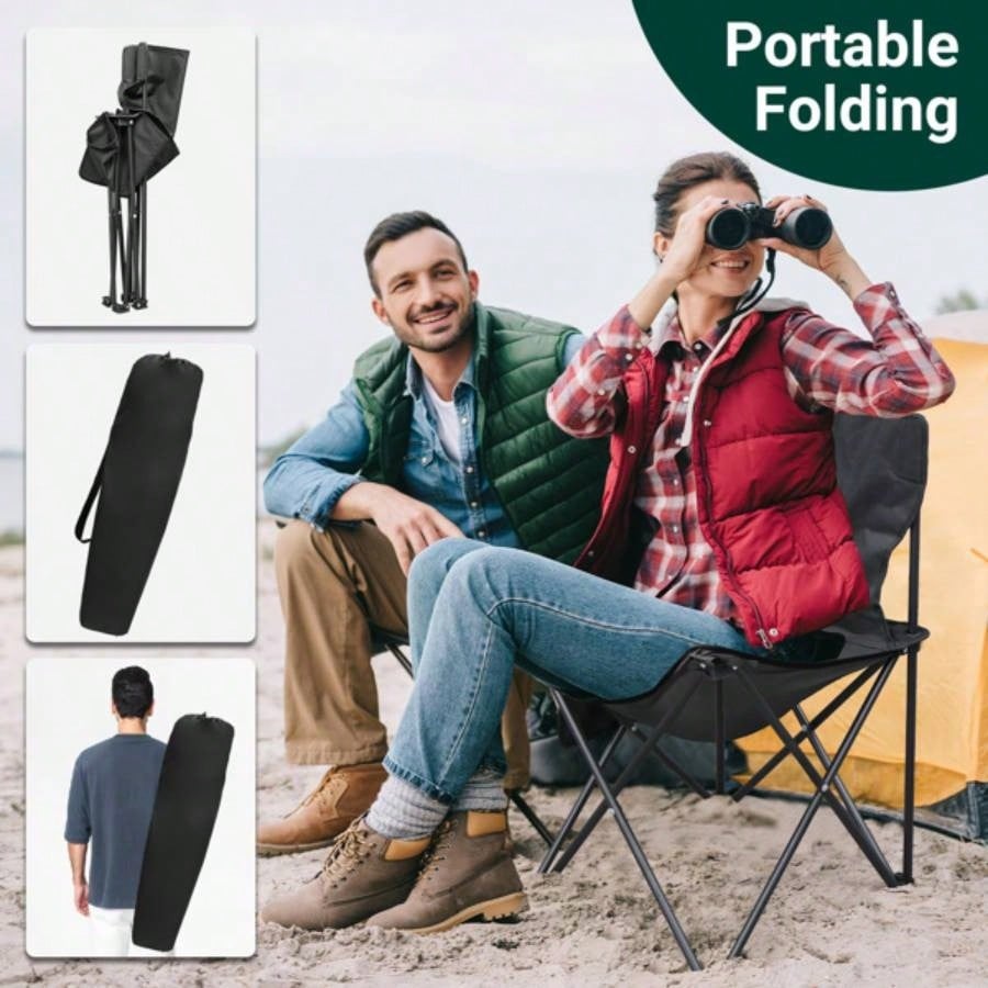 4 Pack Folding Camping Chairs with Carrying Bag, Lawn Chairs Camp Chair Beach Chair Portable Folding Camping Chairs Lightweight Foldable Sports Chair, Black