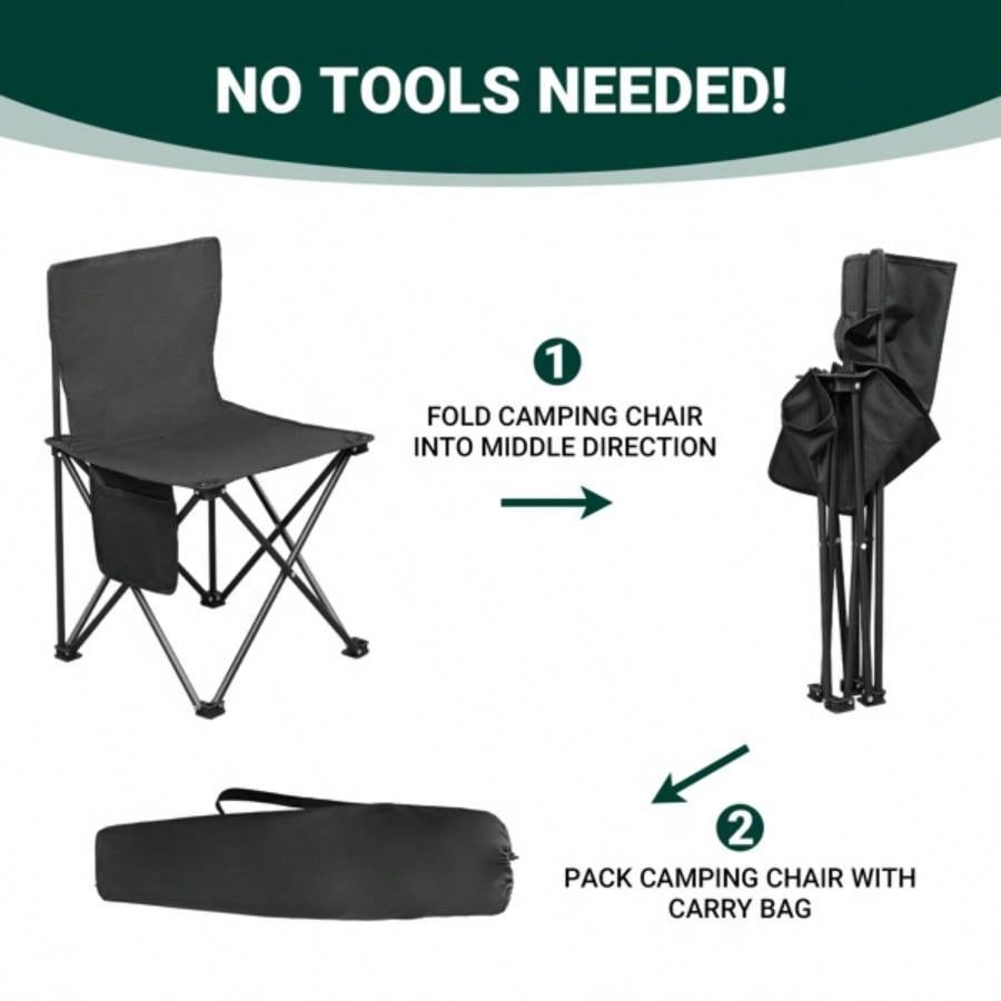 4 Pack Folding Camping Chairs with Carrying Bag, Lawn Chairs Camp Chair Beach Chair Portable Folding Camping Chairs Lightweight Foldable Sports Chair, Black
