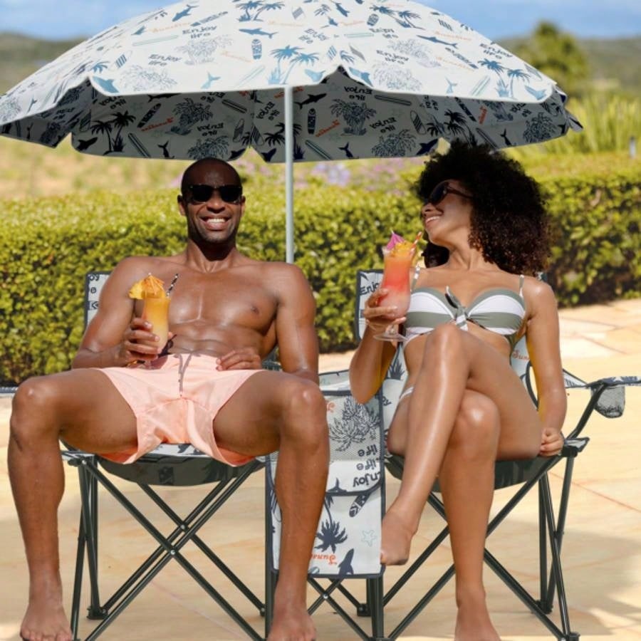 Portable Outdoor 2 - Folding Chair with Removable Coconut Tree