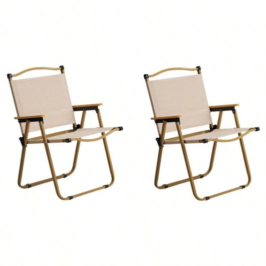 2 Pack Folding Camping Chair, Lightweight Portable Outdoor Beach Chairs Armchairs Backyard Festivals Fishing Picnic Hiking, Khaki