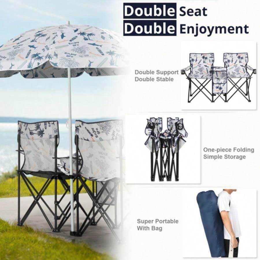Portable Outdoor 2 - Folding Chair with Removable Coconut Tree