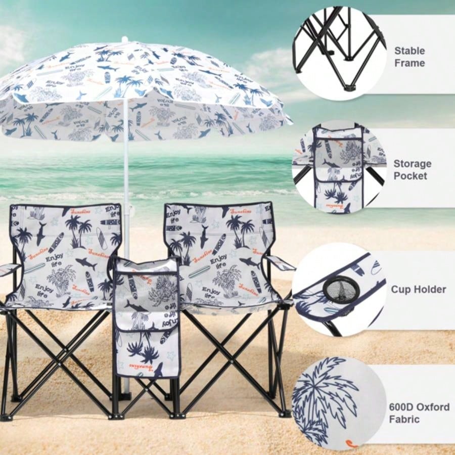 Portable Outdoor 2 - Folding Chair with Removable Coconut Tree