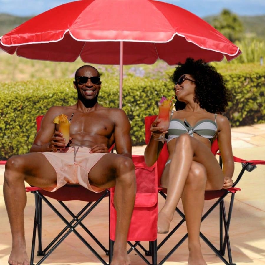 Portable Outdoor 2 - Folding Chair with Removable Red 1