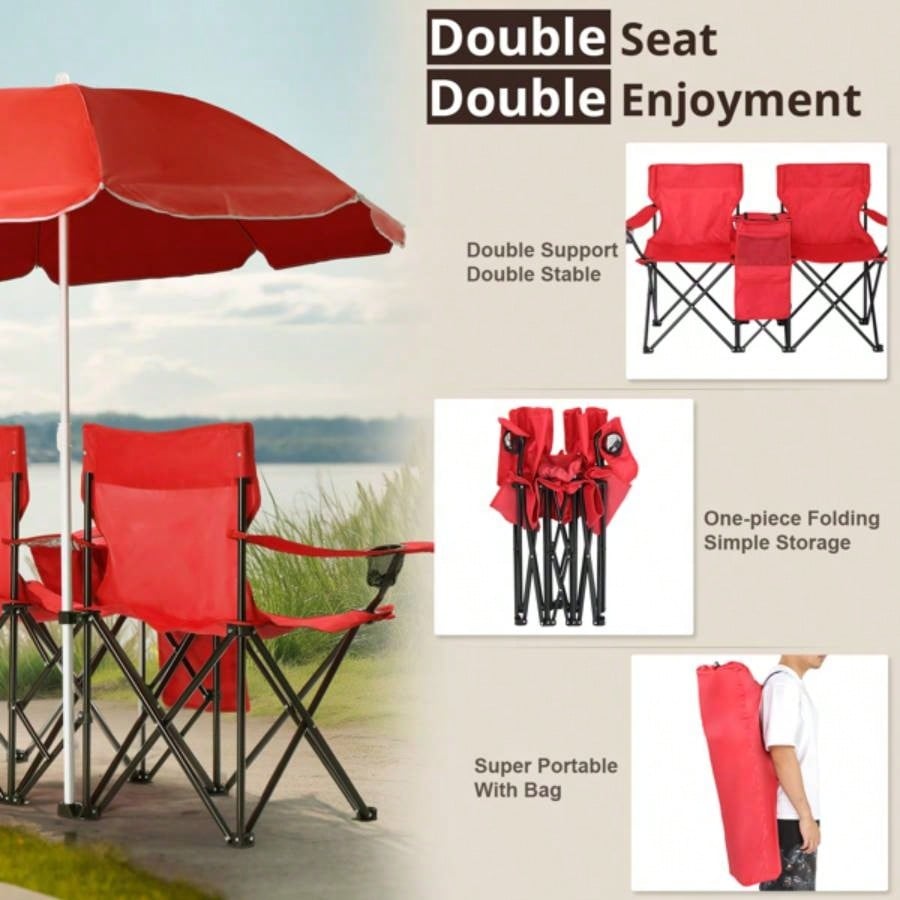 Portable Outdoor 2 - Folding Chair with Removable Red 1