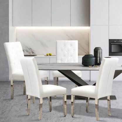 Set of 2 Modern Dining Chairs with Plush Velvet Upholstery, Sturdy Stainless Steel S - Shaped Springs - Ergonomic Support Dining Room, Kitchen, Office Beige