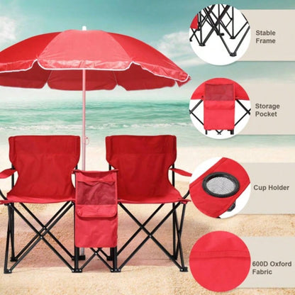 Portable Outdoor 2 - Folding Chair with Removable Red 1