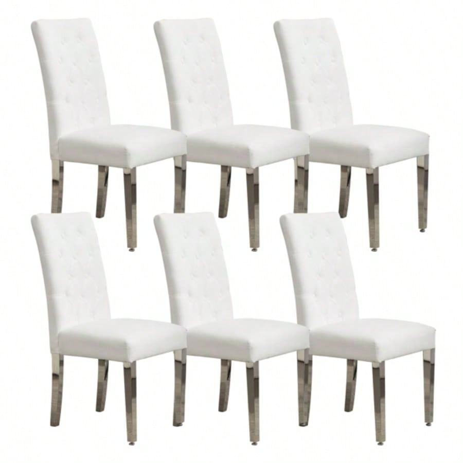 Set of 2 Modern Dining Chairs with Plush Velvet Upholstery, Sturdy Stainless Steel S - Shaped Springs - Ergonomic Support Dining Room, Kitchen, Office Beige