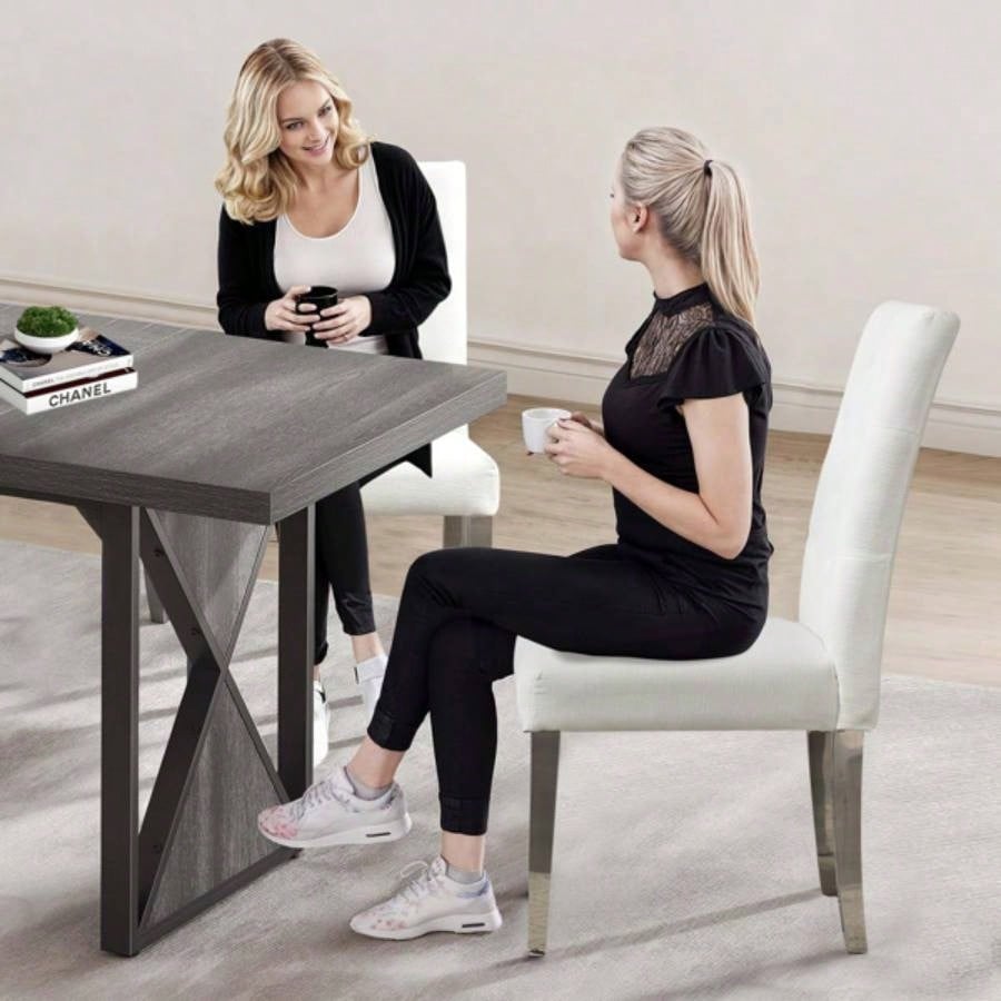 Set of 2 Modern Dining Chairs with Plush Velvet Upholstery, Sturdy Stainless Steel S - Shaped Springs - Ergonomic Support Dining Room, Kitchen, Office Beige
