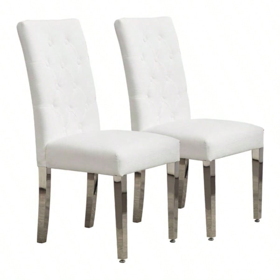 Set of 2 Modern Dining Chairs with Plush Velvet Upholstery, Sturdy Stainless Steel S - Shaped Springs - Ergonomic Support Dining Room, Kitchen, Office Beige