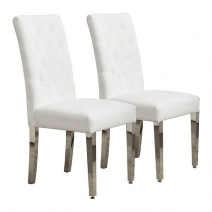 Set of 2 Modern Dining Chairs with Plush Velvet Upholstery, Sturdy Stainless Steel S - Shaped Springs - Ergonomic Support Dining Room, Kitchen, Office Beige