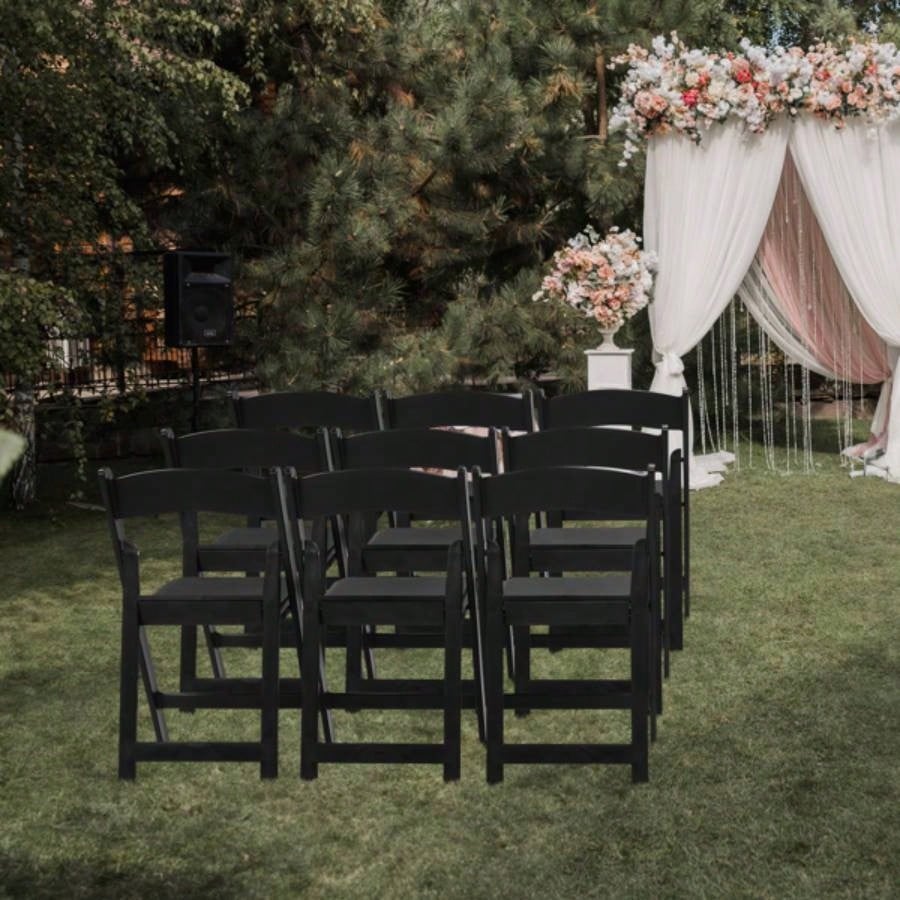 4 Pack Folding Chairs, Resin Chairs with Padded, Comfortable Event Chairs Indoor Outdoor Home Event Party Picnic School Wedding, Black