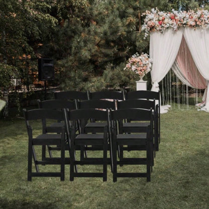 4 Pack Folding Chairs, Resin Chairs with Padded, Comfortable Event Chairs Indoor Outdoor Home Event Party Picnic School Wedding, Black