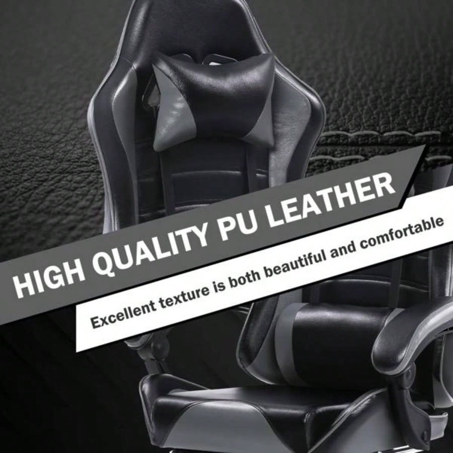Gaming Chair, Computer Chair with Wheels, Adjustable Height Pu Leather Gamer Chair Office Desk Chair, Ergonomic Video Game Chair Adults
