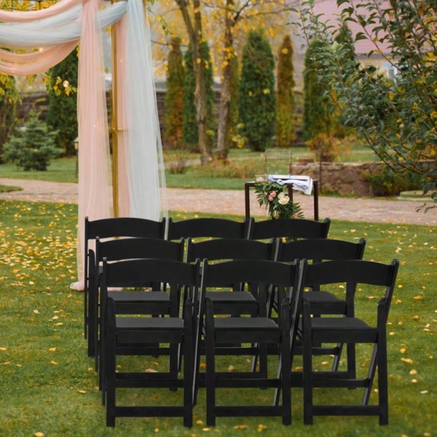 4 Pack Folding Chairs, Resin Chairs with Padded, Comfortable Event Chairs Indoor Outdoor Home Event Party Picnic School Wedding, Black
