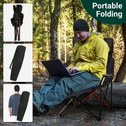2 Pack 2 - in - 1 Camping Chair Reclining, Lightweight Folding Camping Chair with Adjustable Backrest Removable Footrest, Camping Lounge Chair with Headrest, Cup Holder, Storage Bag, Beach Lawn Conc