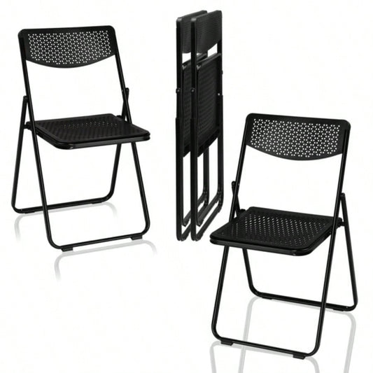 4 Pack Plastic Folding Chairs, Lightweight Stackable Commercial Chairs, Portable Event Seats Indoor Outdoor Home Event Party Picnic School Wedding, Black