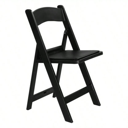 4 Pack Folding Chairs, Resin Chairs with Padded, Comfortable Event Chairs Indoor Outdoor Home Event Party Picnic School Wedding, Black