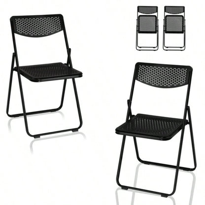 4 Pack Plastic Folding Chairs, Lightweight Stackable Commercial Chairs, Portable Event Seats Indoor Outdoor Home Event Party Picnic School Wedding, Black