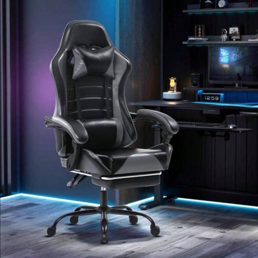 Gaming Chair, Computer Chair with Wheels, Adjustable Height Pu Leather Gamer Chair Office Desk Chair, Ergonomic Video Game Chair Adults