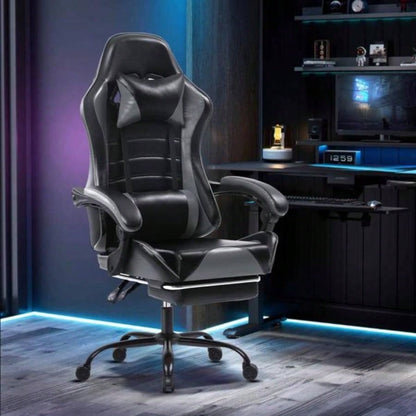 Gaming Chair, Computer Chair with Wheels, Adjustable Height Pu Leather Gamer Chair Office Desk Chair, Ergonomic Video Game Chair Adults