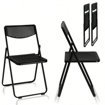 4 Pack Plastic Folding Chairs, Lightweight Stackable Commercial Chairs, Portable Event Seats Indoor Outdoor Home Event Party Picnic School Wedding, Black
