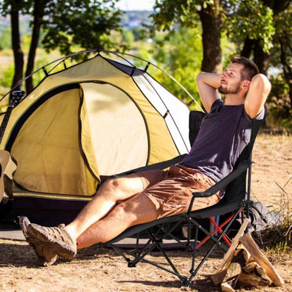 2 Pack 2 - in - 1 Camping Chair Reclining, Lightweight Folding Camping Chair with Adjustable Backrest Removable Footrest, Camping Lounge Chair with Headrest, Cup Holder, Storage Bag, Beach Lawn Conc