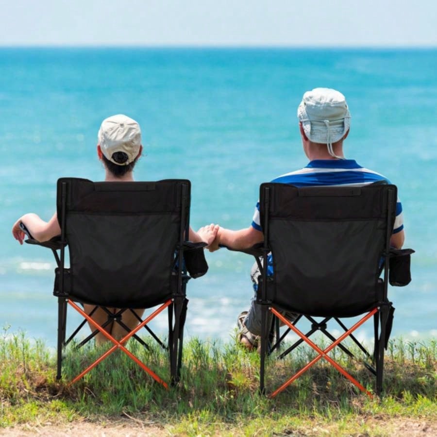 2 Pack 2 - in - 1 Camping Chair Reclining, Lightweight Folding Camping Chair with Adjustable Backrest Removable Footrest, Camping Lounge Chair with Headrest, Cup Holder, Storage Bag, Beach Lawn Conc