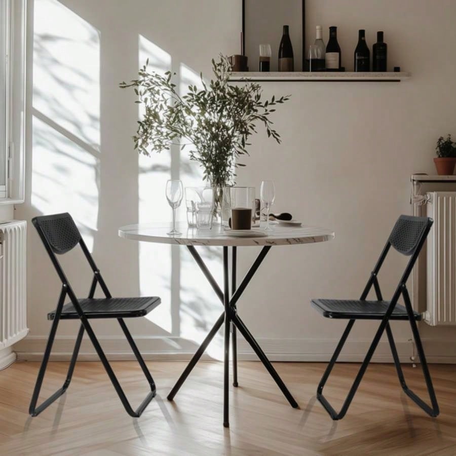 4 Pack Plastic Folding Chairs, Lightweight Stackable Commercial Chairs, Portable Event Seats Indoor Outdoor Home Event Party Picnic School Wedding, Black