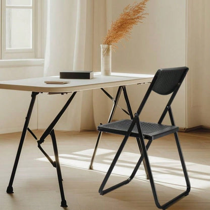 4 Pack Plastic Folding Chairs, Lightweight Stackable Commercial Chairs, Portable Event Seats Indoor Outdoor Home Event Party Picnic School Wedding, Black
