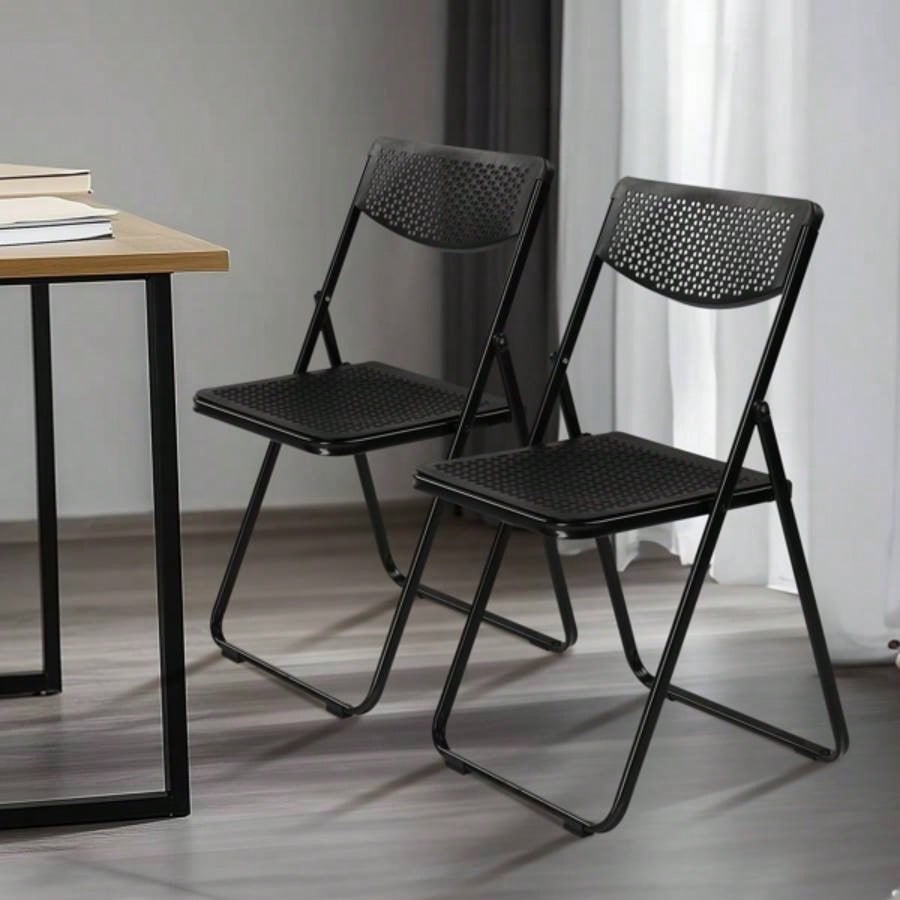 4 Pack Plastic Folding Chairs, Lightweight Stackable Commercial Chairs, Portable Event Seats Indoor Outdoor Home Event Party Picnic School Wedding, Black