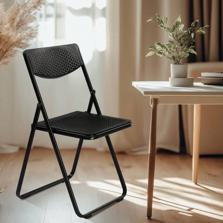 4 Pack Plastic Folding Chairs, Lightweight Stackable Commercial Chairs, Portable Event Seats Indoor Outdoor Home Event Party Picnic School Wedding, Black