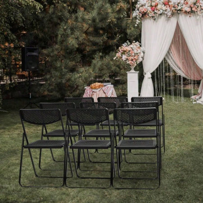 4 Pack Plastic Folding Chairs, Lightweight Stackable Commercial Chairs, Portable Event Seats Indoor Outdoor Home Event Party Picnic School Wedding, Black
