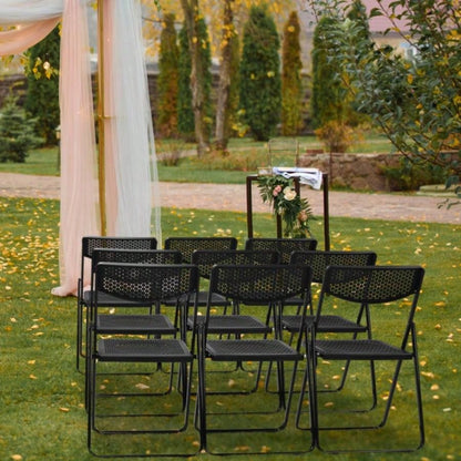 4 Pack Plastic Folding Chairs, Lightweight Stackable Commercial Chairs, Portable Event Seats Indoor Outdoor Home Event Party Picnic School Wedding, Black