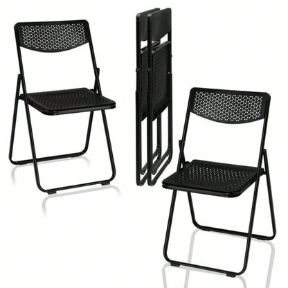 4 Pack Plastic Folding Chairs, Lightweight Stackable Commercial Chairs, Portable Event Seats Indoor Outdoor Home Event Party Picnic School Wedding, Black