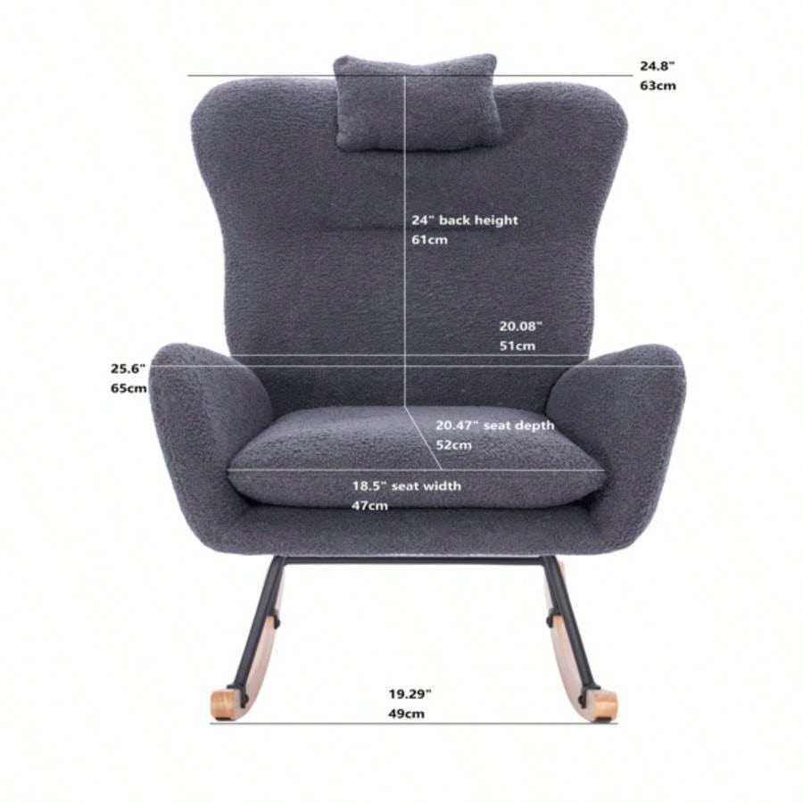 Teddy Upholstered Nursery Rocking Chair Living Room BedroomDARK Teddy
