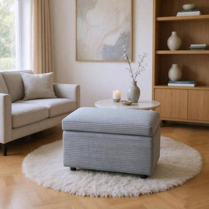 Dark Gray Corduroy Upholstered Storage Ottoman with Black Round Rubber Feet - 63#215; 43#215; 43cm, Hidden Storage with Soft Seating