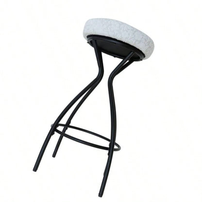 2939; 39; Floral Print Counter Height Bar Stool with Footrest Set of 2 Upholstered Round Barstools Kitchen Dining Room Black White Print