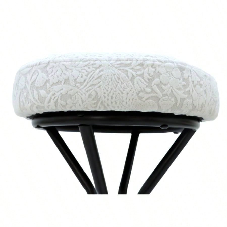2939; 39; Floral Print Counter Height Bar Stool with Footrest Set of 2 Upholstered Round Barstools Kitchen Dining Room Black White Print