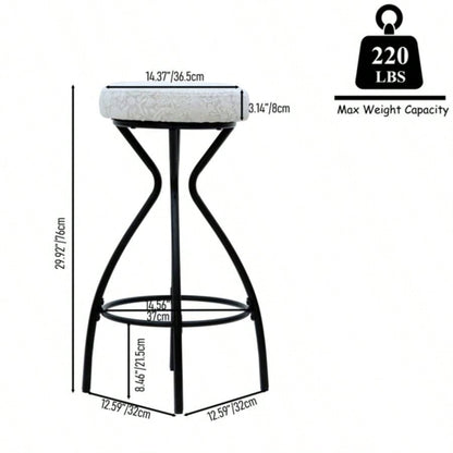 2939; 39; Floral Print Counter Height Bar Stool with Footrest Set of 2 Upholstered Round Barstools Kitchen Dining Room Black White Print